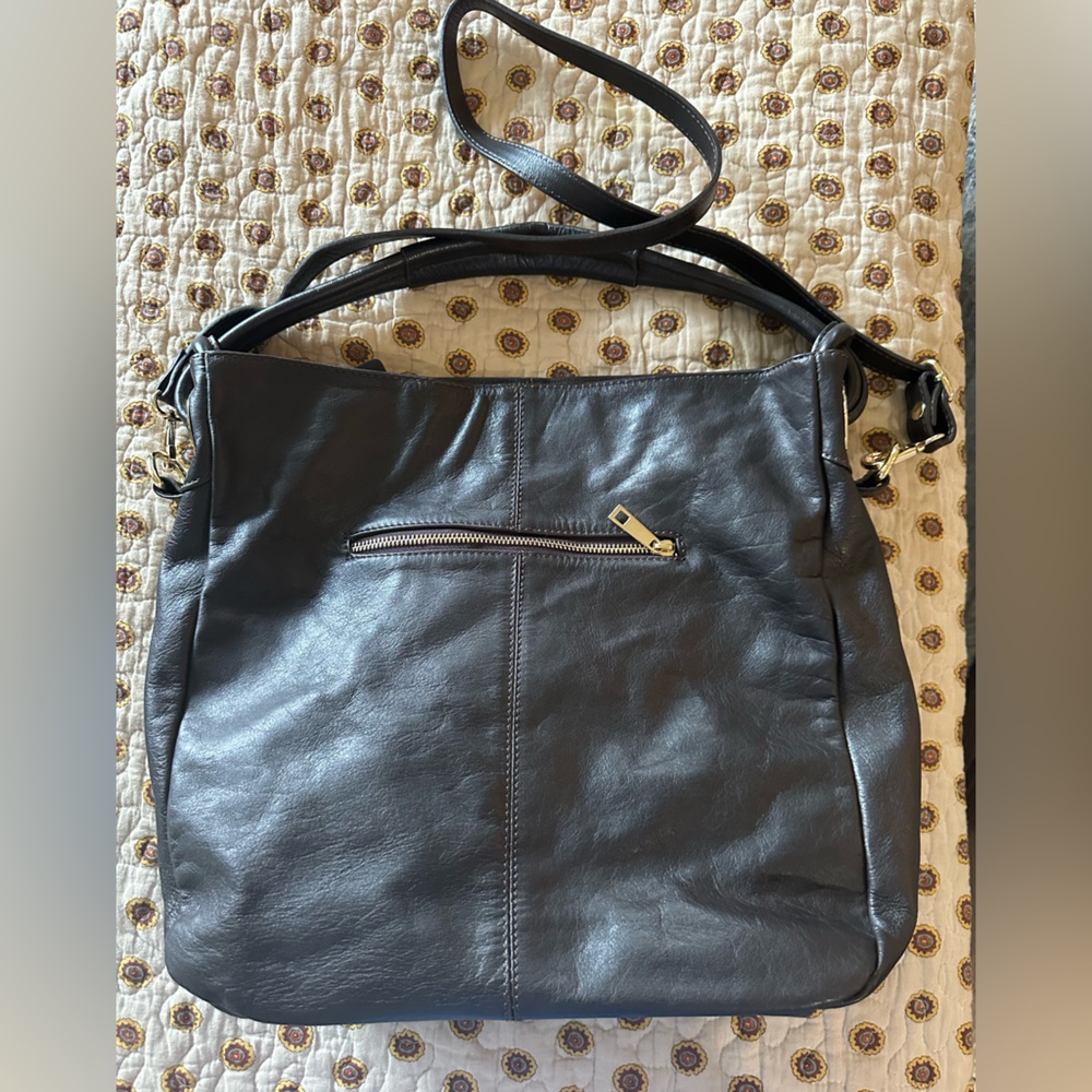 Vera Pelle Large Black Leather Bag Made in Italy - Picture 2 of 5